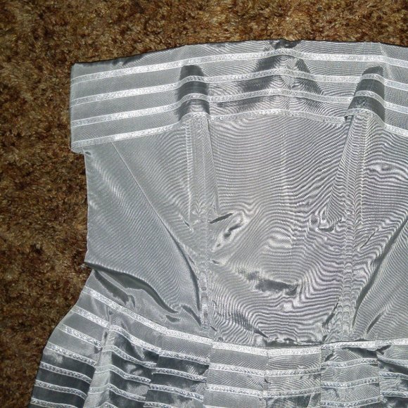 4/$20 | Algo Strapless Floor Length Silver Striped Dress - Picture 3 of 12